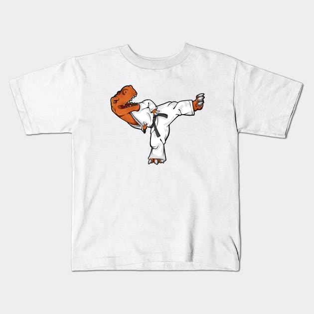 Cartoon TREX does Tang Soo Do Kids T-Shirt by Modern Medieval Design